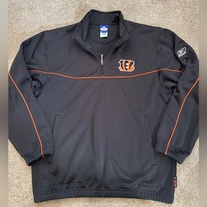 #169 NFL Team CINCINNATI BENGALS QUARTER ZIP UP THICK Black and Orange Pullover.